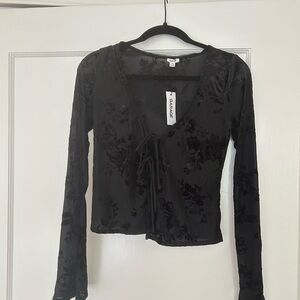 Garage Black Floral Lace Top